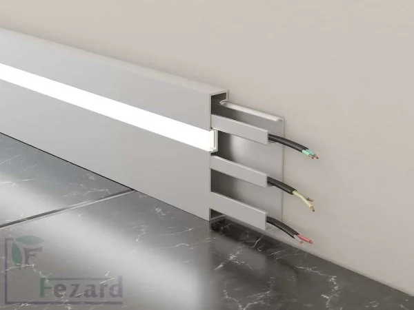 Алюминиевый плинтус Fezard Кабельный ALP-G80-LF Алюминий 80*15*2500 мм в Стерлитамаке